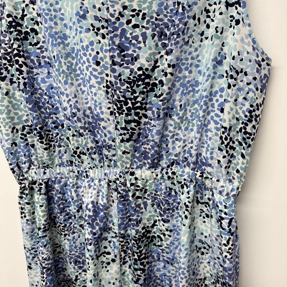 Ann Taylor LOFT Womens Blue Floral Prink Fit Flare A Line Dress Size Large - Picture 4 of 8